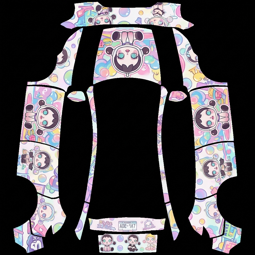 泡泡玛特scull panda主题风 Tesla Model Y 焕新版 wrap texture - 泡泡玛特scull panda主题