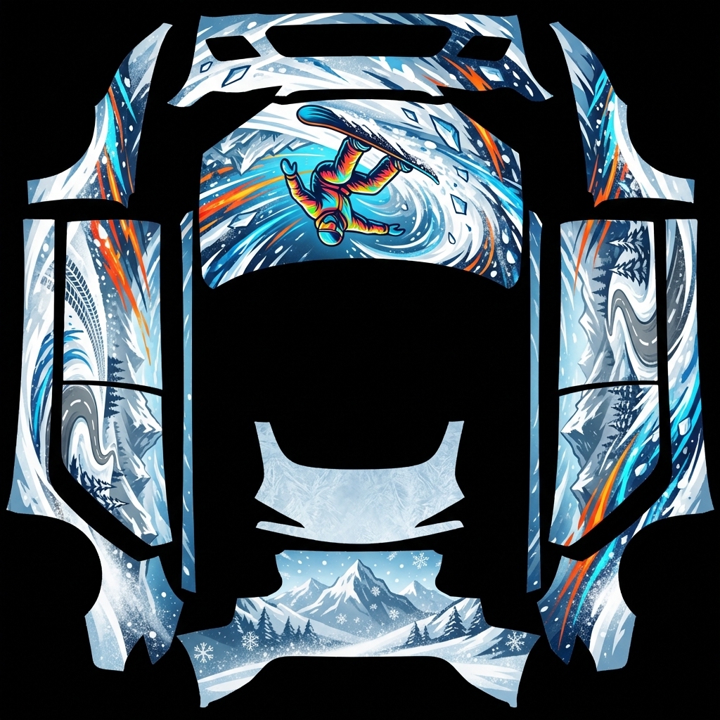 单板滑雪主题，适合去滑雪的路上用，很有动力风 Tesla Model 3 焕新版 wrap texture - 单板滑雪主题，适合去滑雪的路上用，很有动力