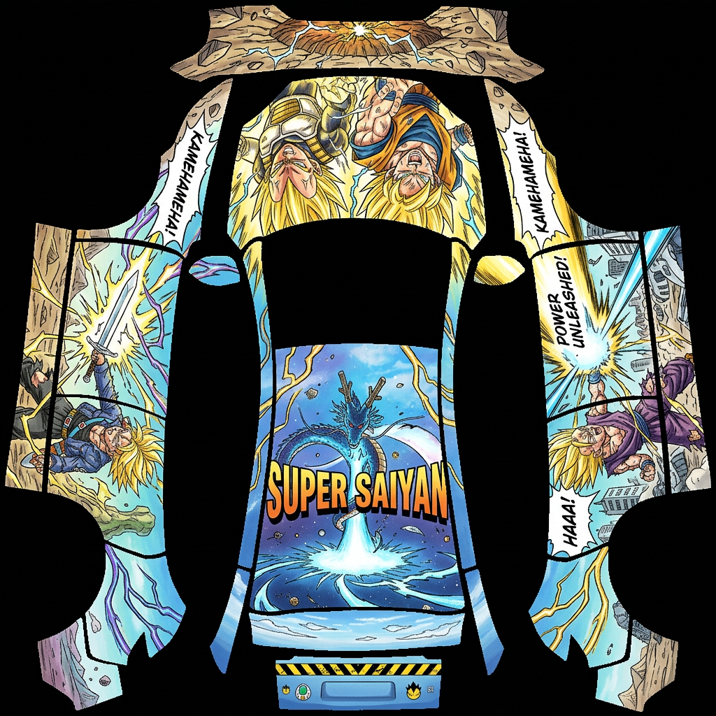 超赛觉醒 Tesla Model Y 焕新版 wrap texture - 超级赛亚人，热血漫画