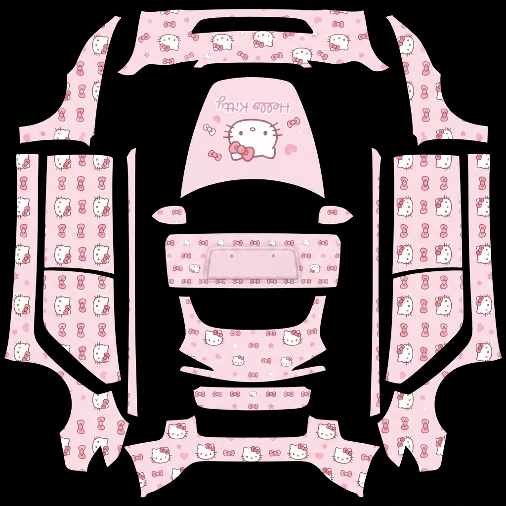 凯蒂粉漾 Tesla Model 3 焕新版 wrap texture - hellokitty淡粉色