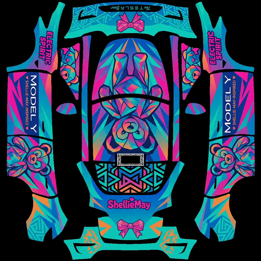 Y 型焕彩 Tesla Model Y wrap texture - 将参考图片直接生成