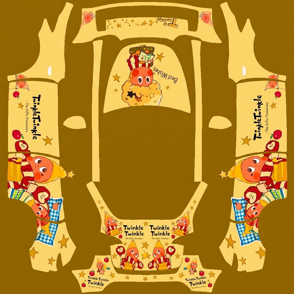 生成星星人主题的涂装 Tesla Model Y wrap texture - 生成星星人主题的涂装