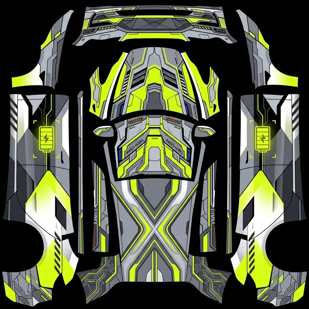 对称流光 Tesla Model 3 焕新版 wrap texture - 两侧对称，图中颜色