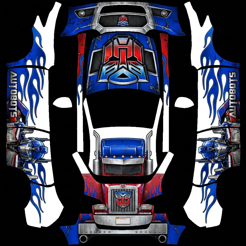 变形金刚 擎天柱主题风 Tesla Model Y wrap texture - 变形金刚 擎天柱主题