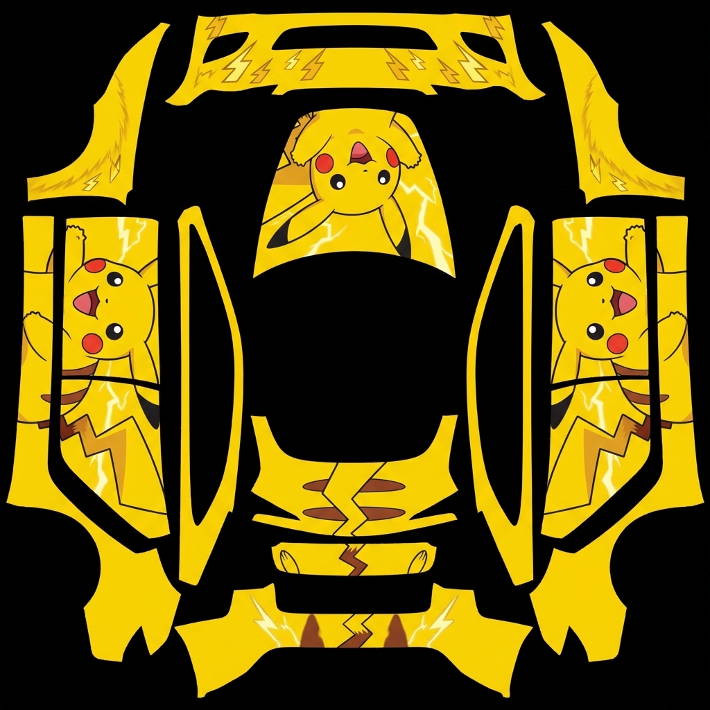 黄色车身，皮卡丘主题 Tesla Model 3 焕新版 wrap texture - 黄色车身，皮卡丘主题