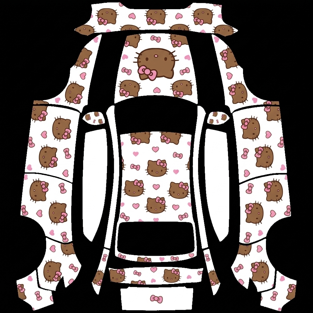 萌棕凯蒂Y Tesla Model Y 焕新版 wrap texture - 白底 棕色helloKitty