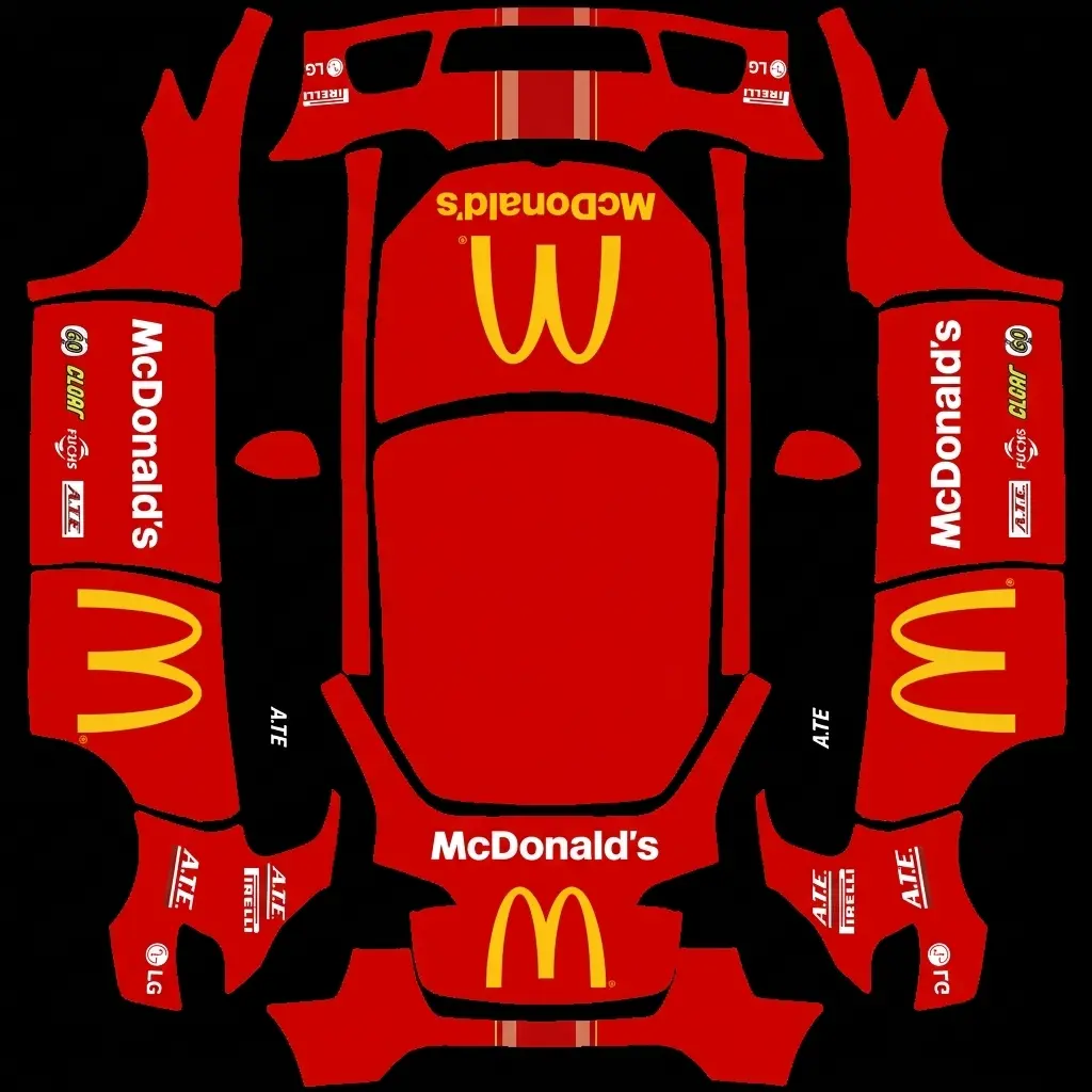 金拱门Y Tesla Model Y wrap texture - 生成麦当劳的涂装，看我的参考图，不要有小汉堡和小薯条