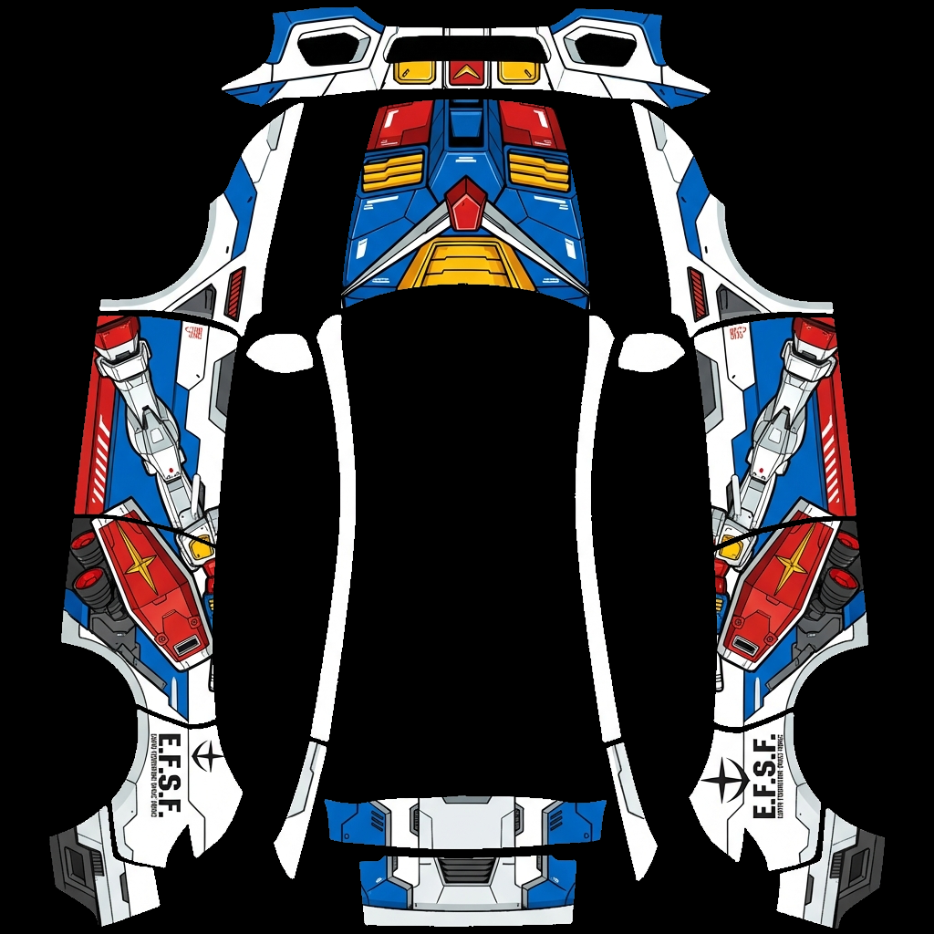 高达机甲风格车身涂装风 Tesla Model Y 焕新版 wrap texture - 高达机甲风格车身涂装