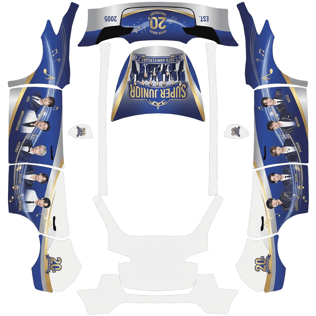 super junior 20周年主题，要有9成员的人物形象 Tesla Model Y wrap texture - super junior 20周年主题，要有9成员的人物形象