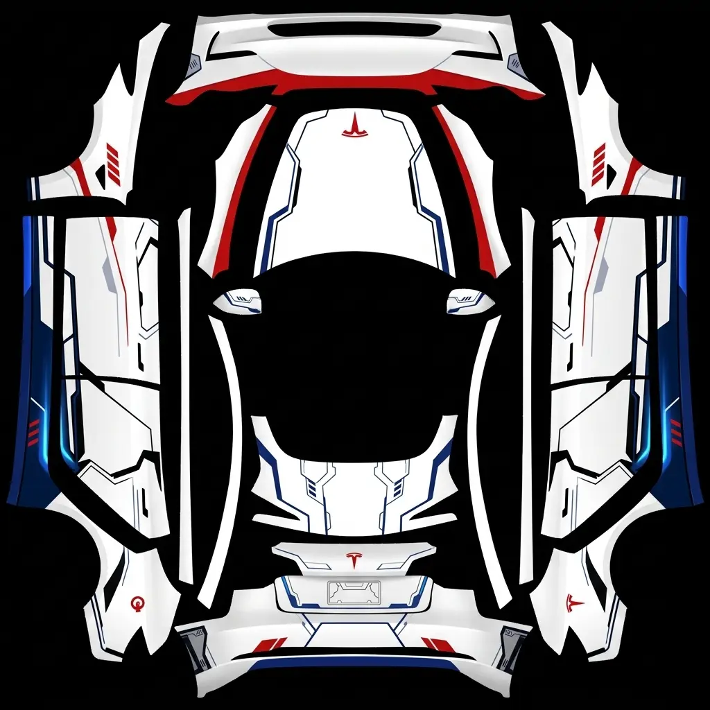 对称浪潮 Tesla Model 3 焕新版 wrap texture - 左右车门对称，颜色同照片一样，