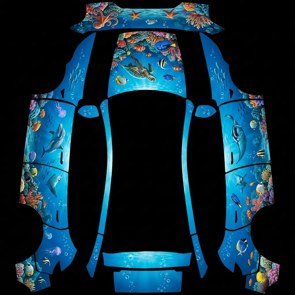 Aqua Dream Tesla Model Y Juniper Premium wrap texture - 海底世界主题