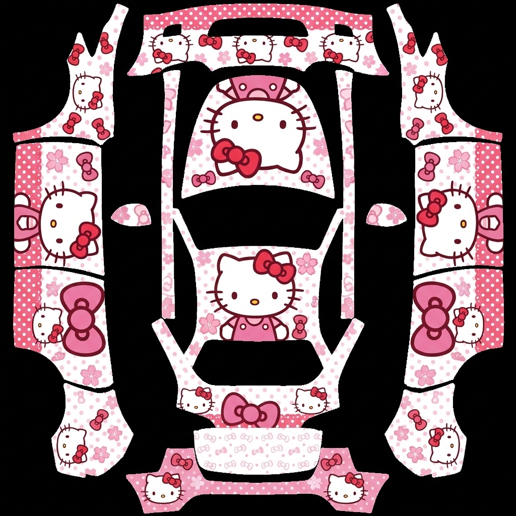 hello Kitty主题风 Tesla Model Y wrap texture - hello Kitty主题