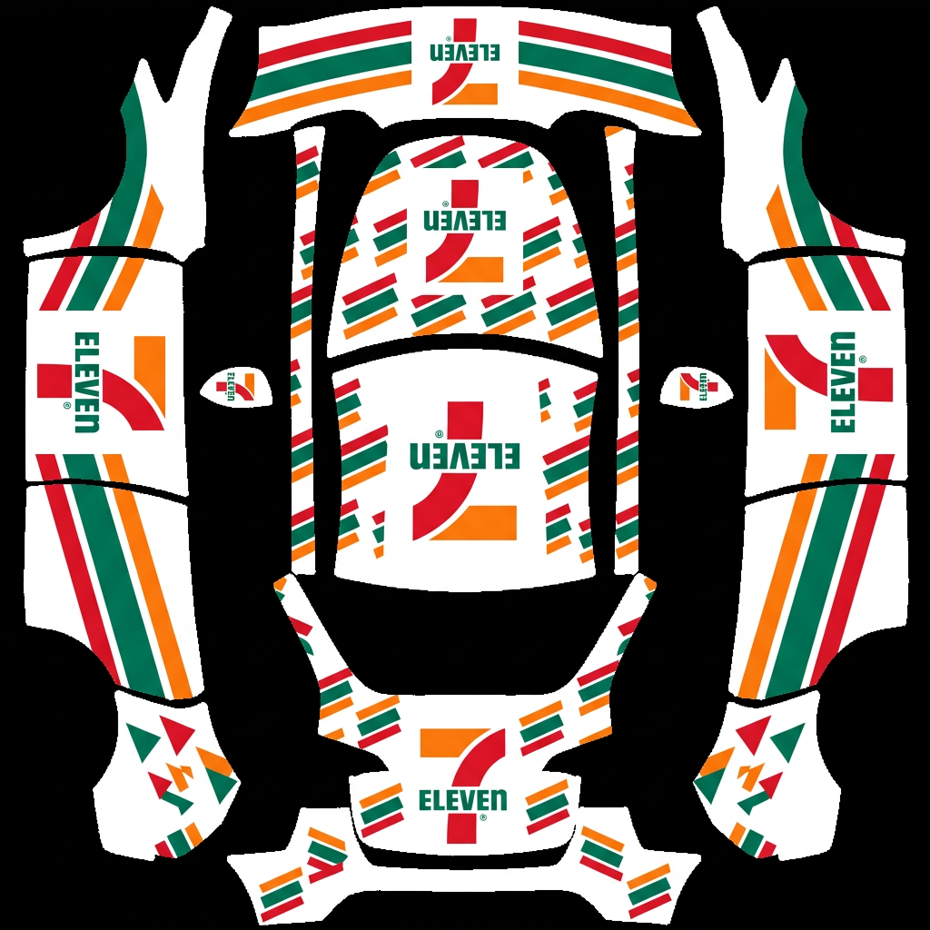 七星潮搭Y Tesla Model Y wrap texture - seven eleven 便利店风格