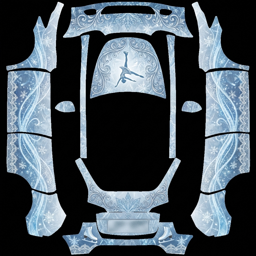 花样滑冰主题，唯美精致高级 Tesla Model Y wrap texture - 花样滑冰主题，唯美精致高级