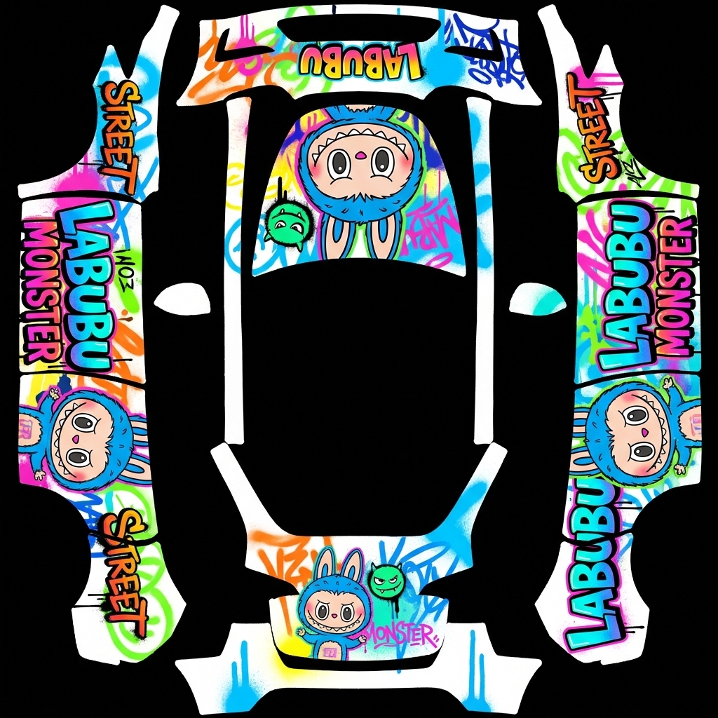 Labubu涂鸦 Y Tesla Model Y wrap texture - Labubu涂鸦主题