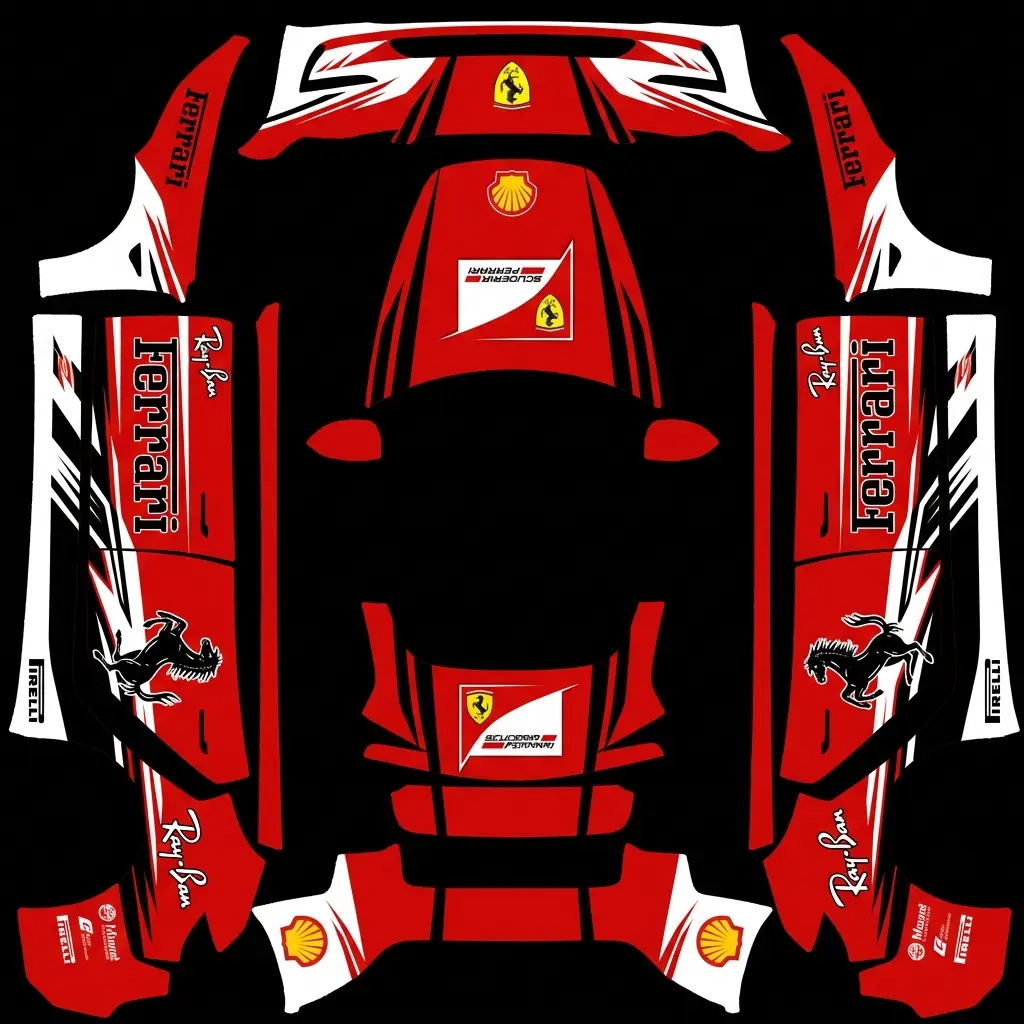 Rosso Corsa F1 Tesla Model 3 Highland wrap texture - F1 法拉利车队赛车车身涂装