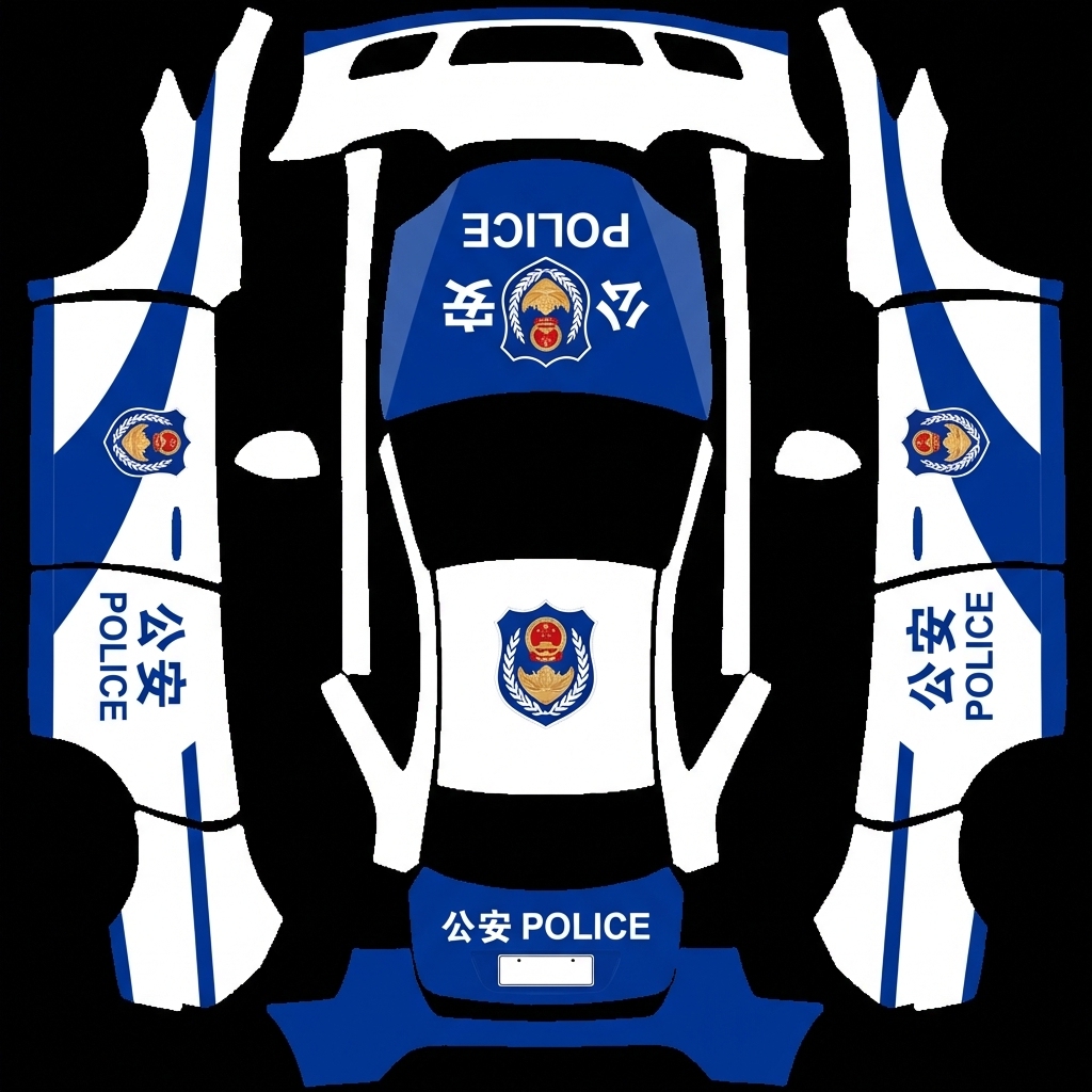 中国警车同款车衣 Tesla Model Y wrap texture - 中国警车同款车衣