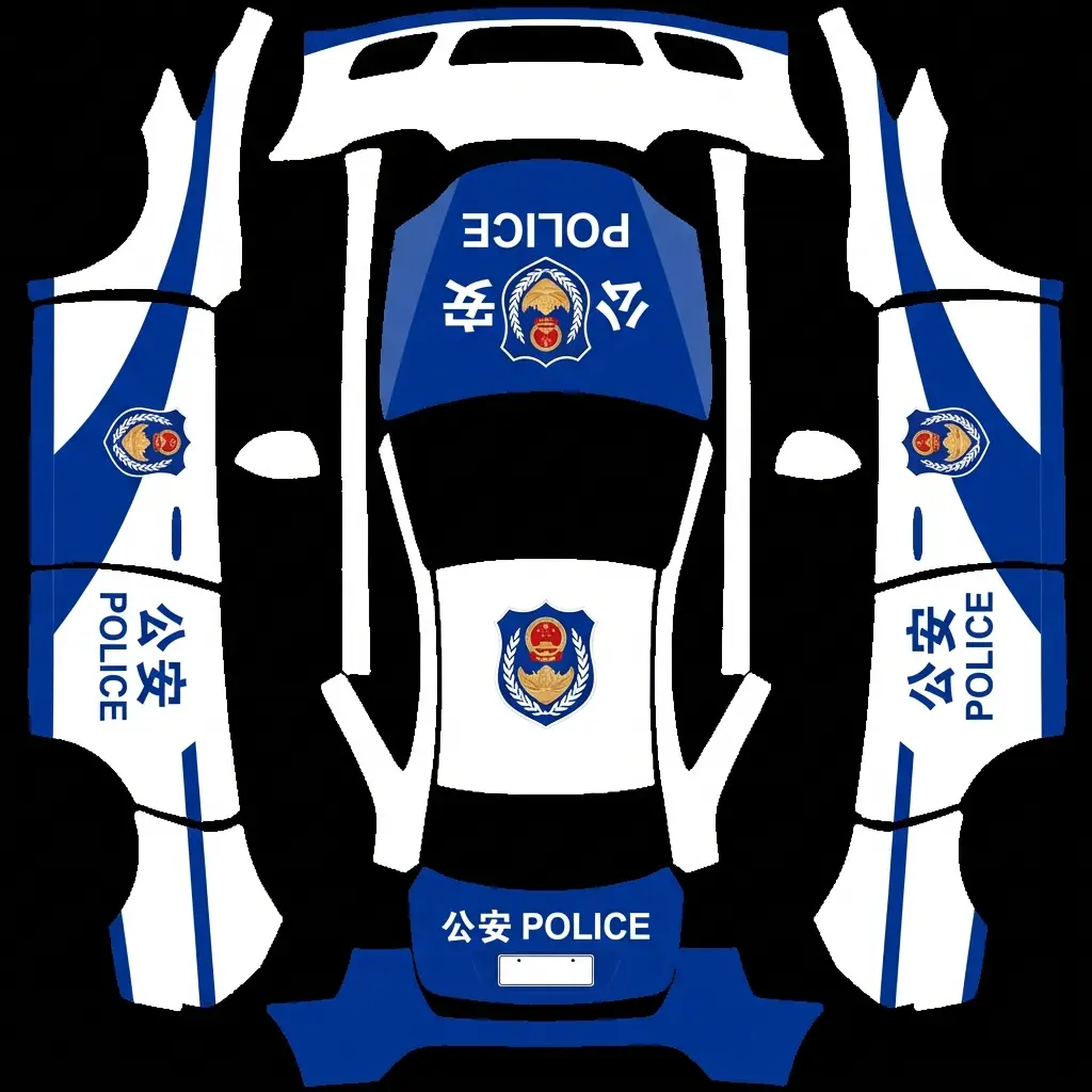 中国警车同款车衣 Tesla Model Y wrap texture - 中国警车同款车衣