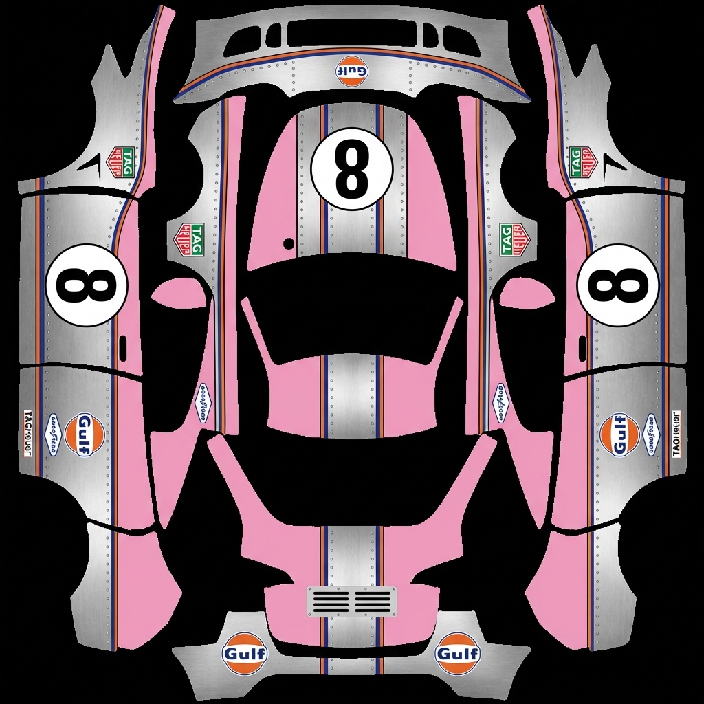 复古赛车主题 Tesla Model Y wrap texture - 复古赛车主题