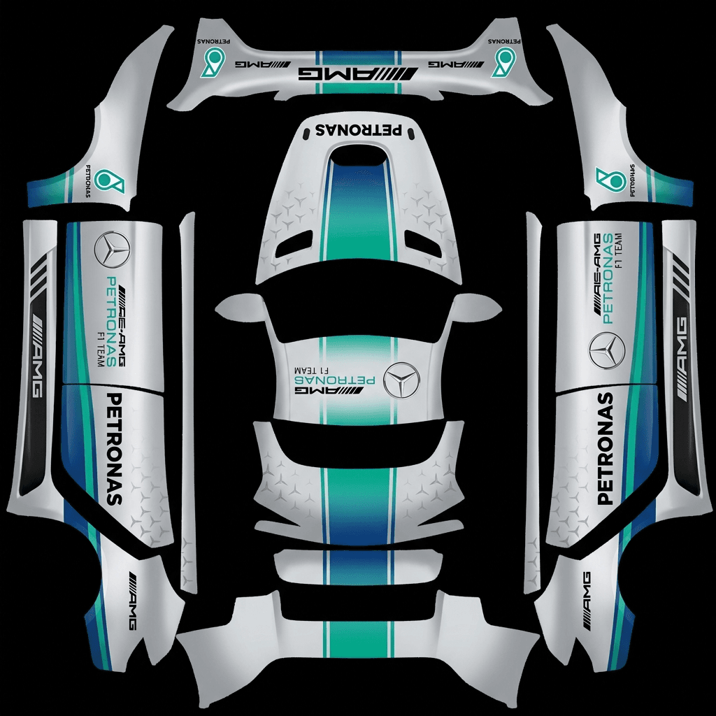 F1 梅赛德斯车队赛车涂装 Tesla Model 3 焕新版 wrap texture - F1 梅赛德斯车队赛车涂装
