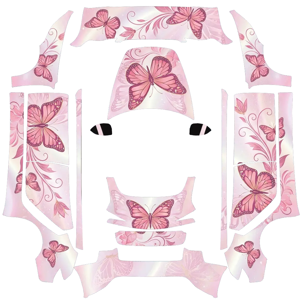 Pink Flutter Tesla Model 3 Highland wrap texture - 粉色蝴蝶主题