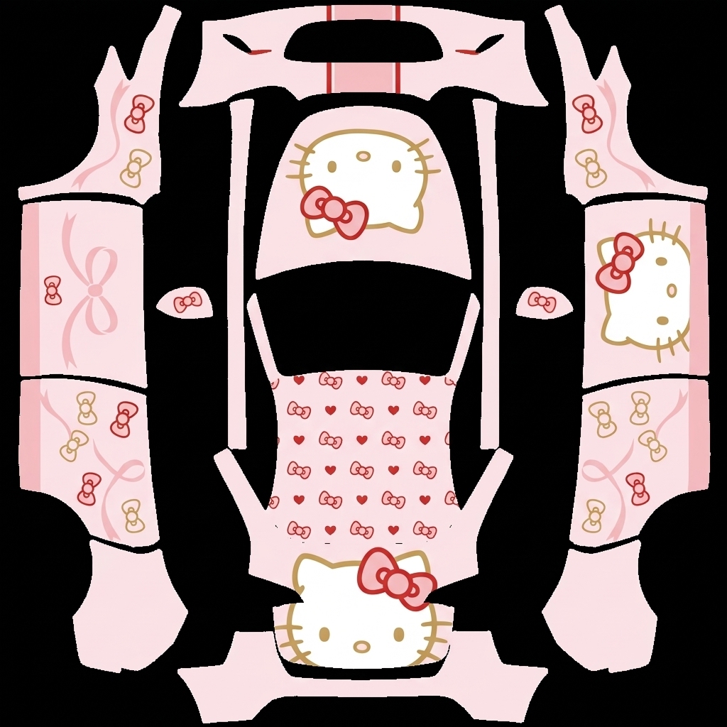 凯蒂极简Y Tesla Model Y wrap texture - 设计一张简约的Hello Kitty主题涂装