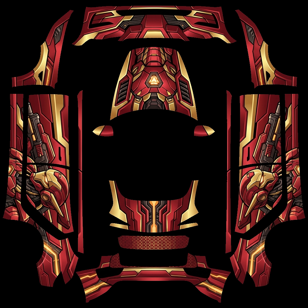 红金色机甲英雄主题涂装风 Tesla Model 3 焕新版 wrap texture - 红金色机甲英雄主题涂装