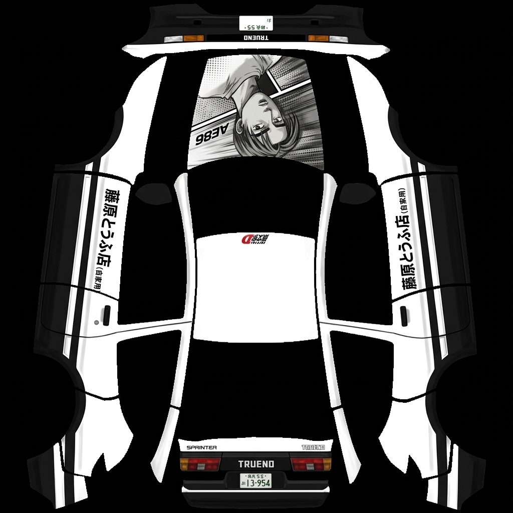 秋名豆腐Y Tesla Model Y 焕新版 wrap texture - 我想要一个头文字D里藤原拓海豆腐店的皮肤