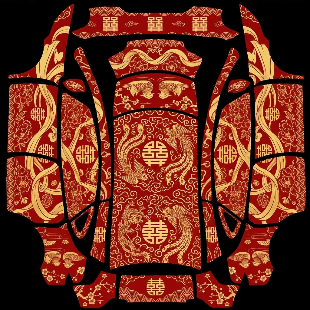 婚庆用的婚车，喜庆 Tesla Model Y L wrap texture - 婚庆用的婚车，喜庆