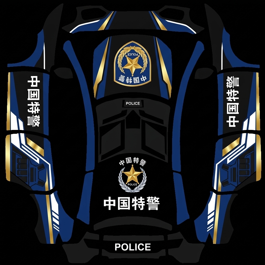 特警战甲 Tesla Model Y L wrap texture - 中国特警