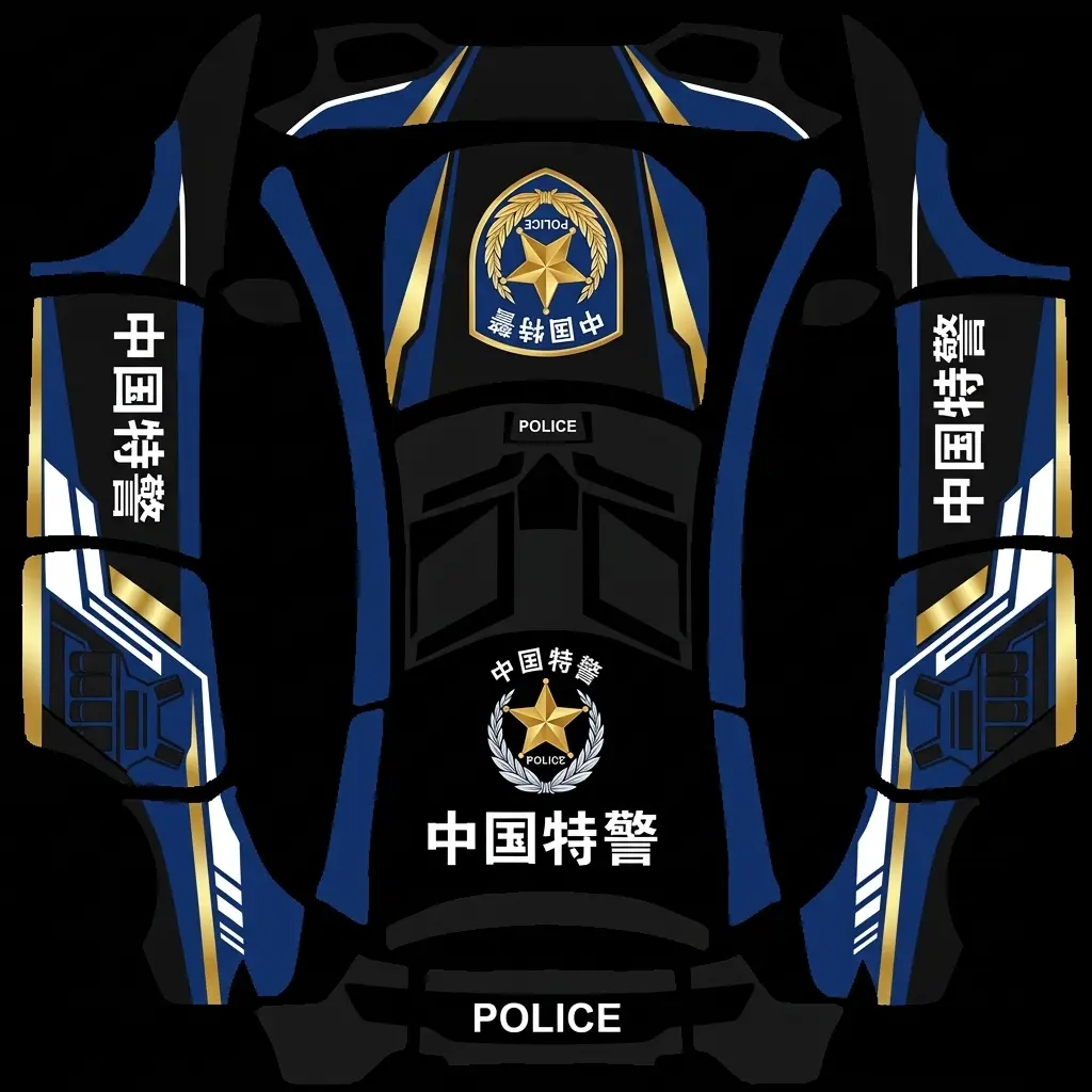 特警战甲 Tesla Model Y L wrap texture - 中国特警