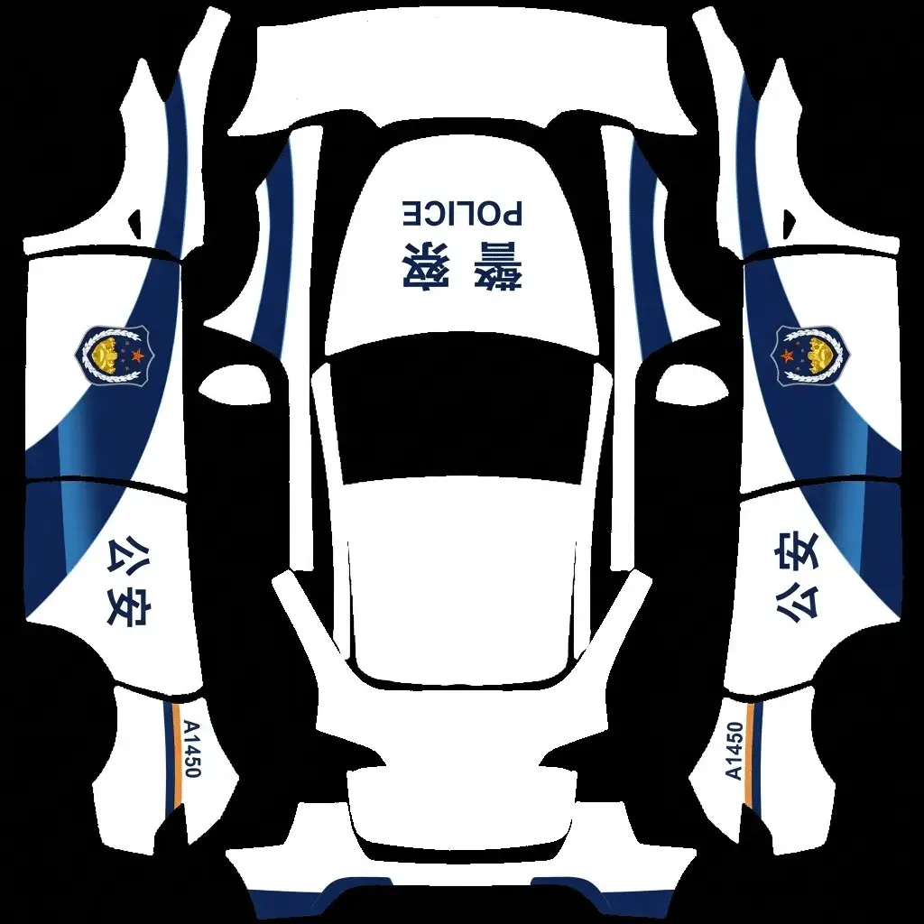 警车先锋 Tesla Model Y wrap texture - DIY Sticker