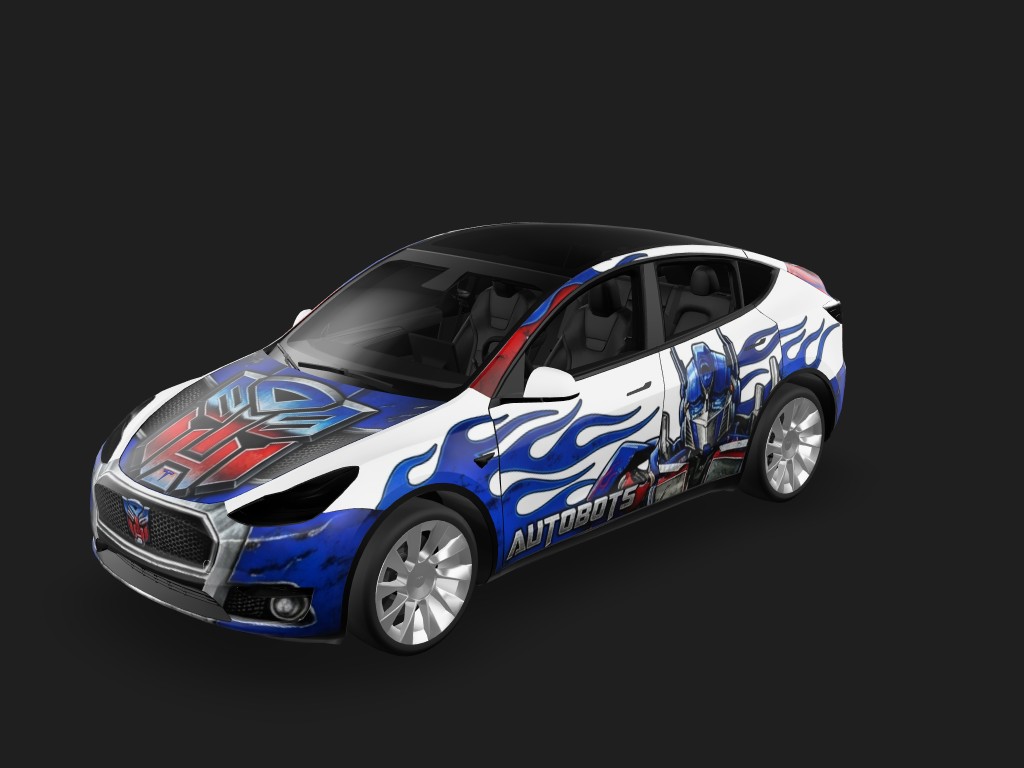 变形金刚 擎天柱主题风 Tesla Model Y wrap - 变形金刚 擎天柱主题...