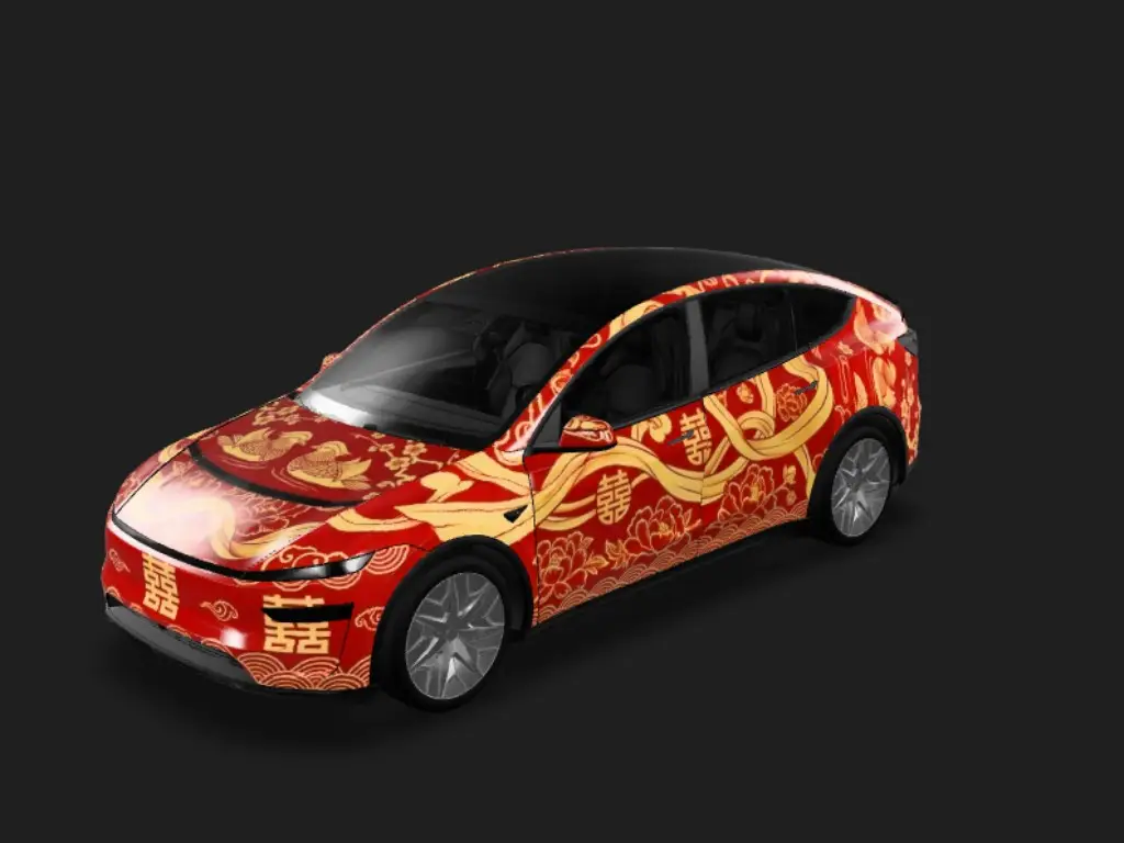 婚庆用的婚车，喜庆 Tesla Model Y L wrap - 婚庆用的婚车，喜庆...