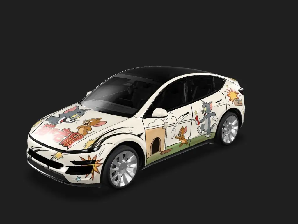 猫鼠趣驾 Tesla Model Y 焕新版 wrap - 猫和老鼠图案...
