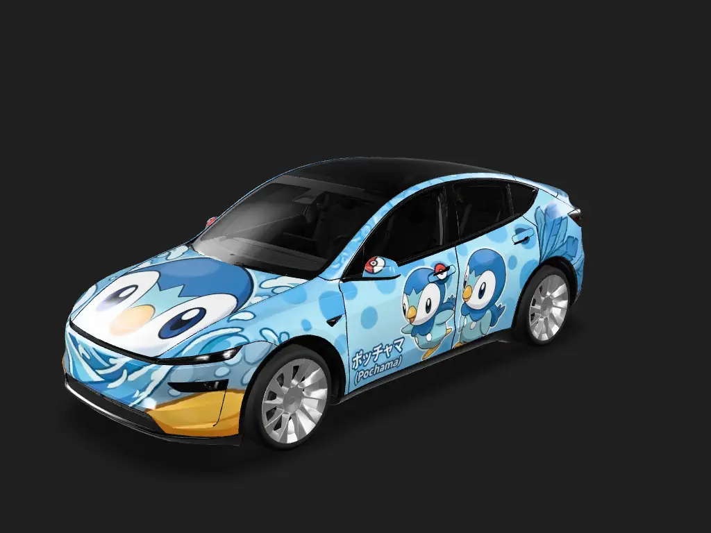 波加曼奇遇 Tesla Model Y 焕新版 wrap - 设计一款宝可梦波加曼主题的车膜...
