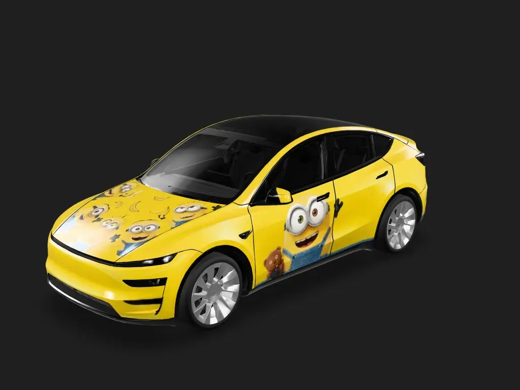 黄萌小黄人 Tesla Model Y 焕新版 wrap - 黄色车身，小黄人主题...