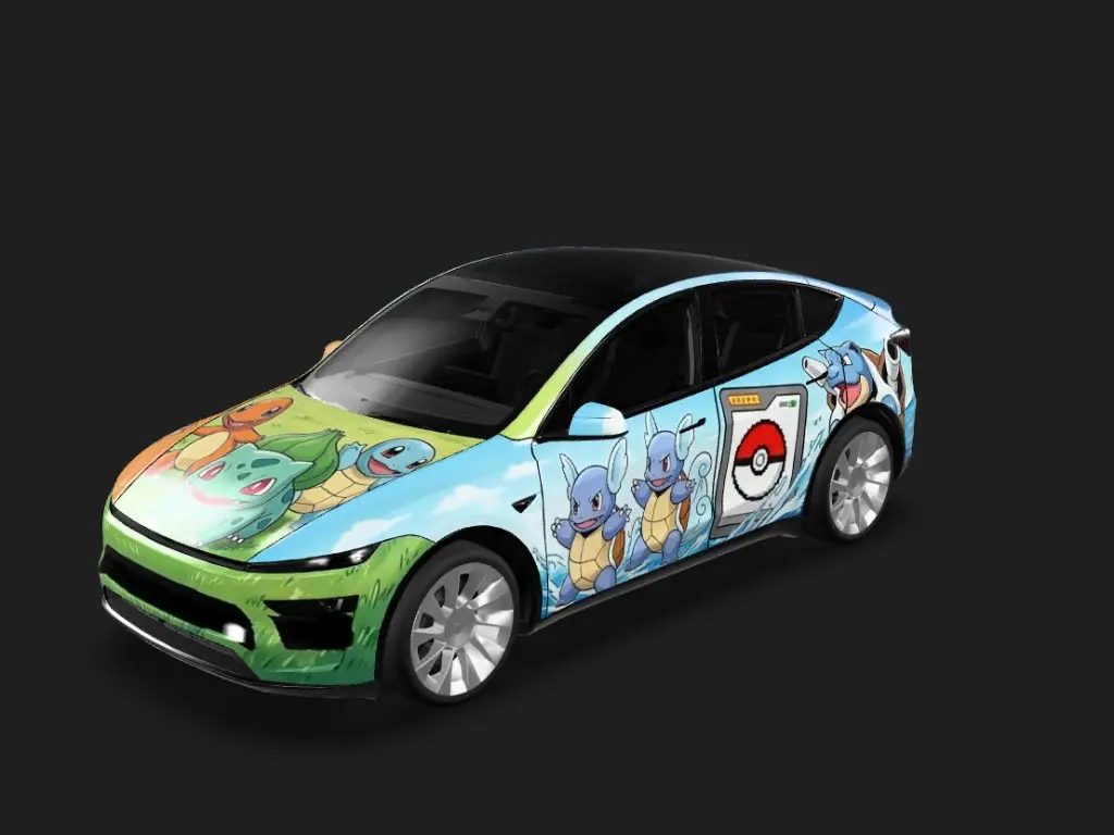 Y·御三家 Tesla Model Y 焕新版 wrap - 口袋妖怪御三家集合...