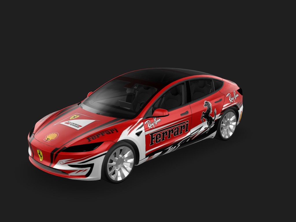 Rosso Corsa F1 Tesla Model 3 Highland wrap - F1 法拉利车队赛车车身涂装...