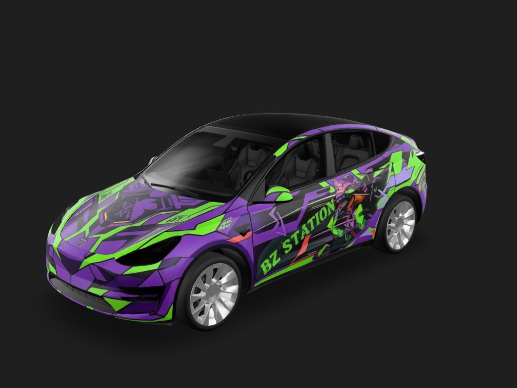 初号机觉醒Y Tesla Model Y wrap - eva初号机配色...