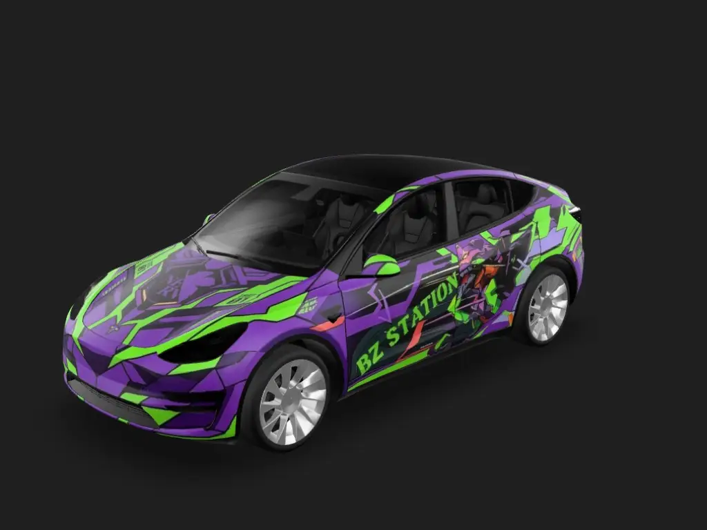 初号机觉醒Y Tesla Model Y wrap - eva初号机配色...