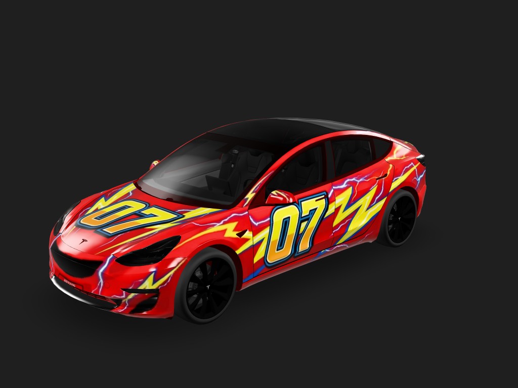 汽车总动员，闪电麦昆主题风 Tesla Model 3 wrap - 汽车总动员，闪电麦昆主题...