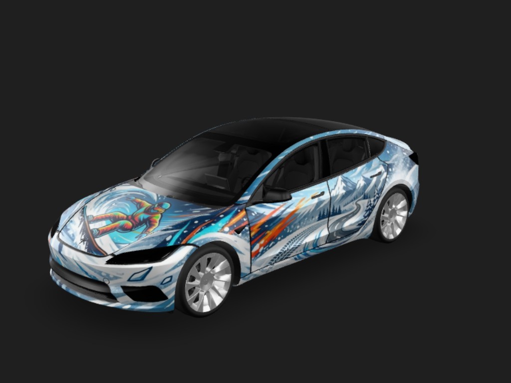 单板滑雪主题，适合去滑雪的路上用，很有动力风 Tesla Model 3 焕新版 wrap - 单板滑雪主题，适合去滑雪的路上用，很有动力...