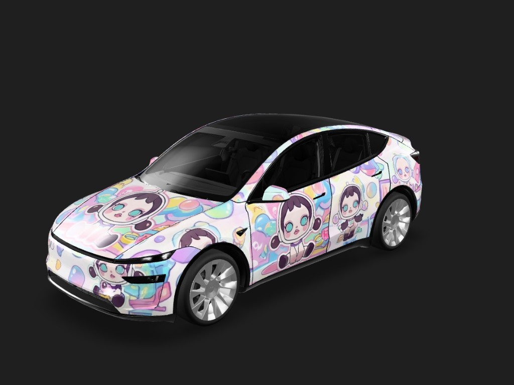 泡泡玛特scull panda主题风 Tesla Model Y 焕新版 wrap - 泡泡玛特scull panda主题...