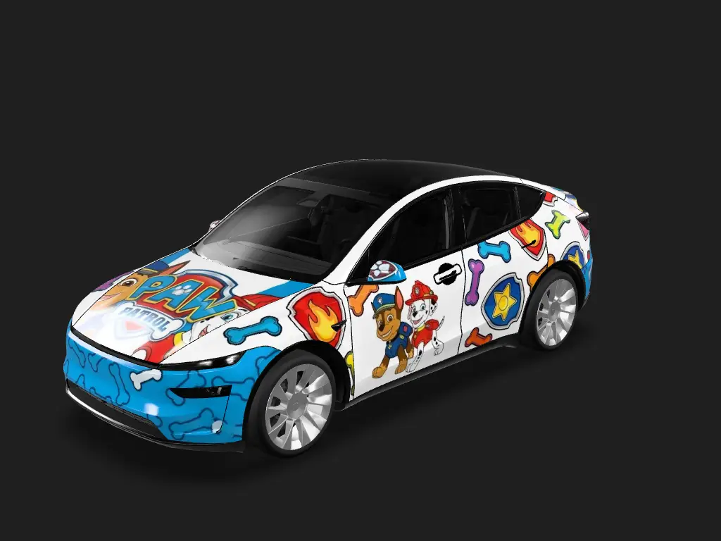 汪汪Y队 Tesla Model Y 焕新版 wrap - 给我生成一个汪汪队的车机皮肤。...