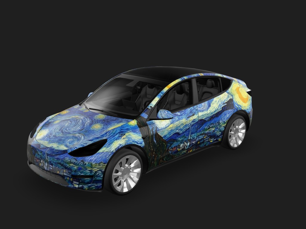 梵高星空主题风 Tesla Model Y wrap - 梵高星空主题...