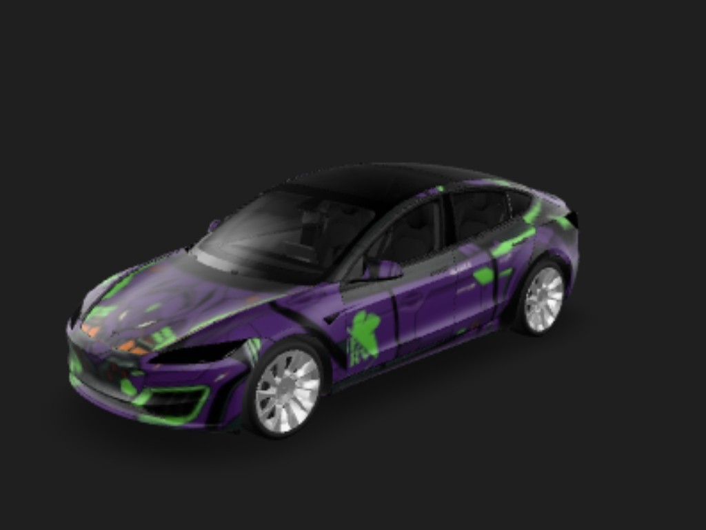 初号机觉醒 Tesla Model 3 焕新版 wrap - 以EVA为初号机为模型帮我设计...