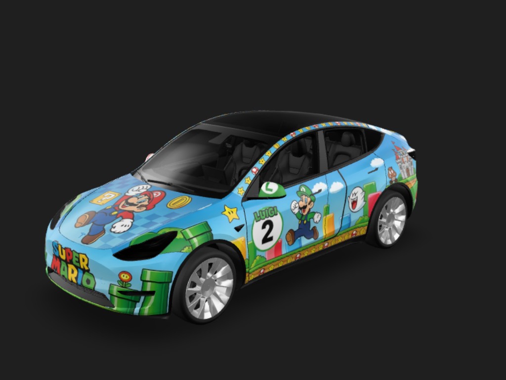 超级玛丽主题车身涂装 Tesla Model Y wrap - 超级玛丽主题车身涂装...