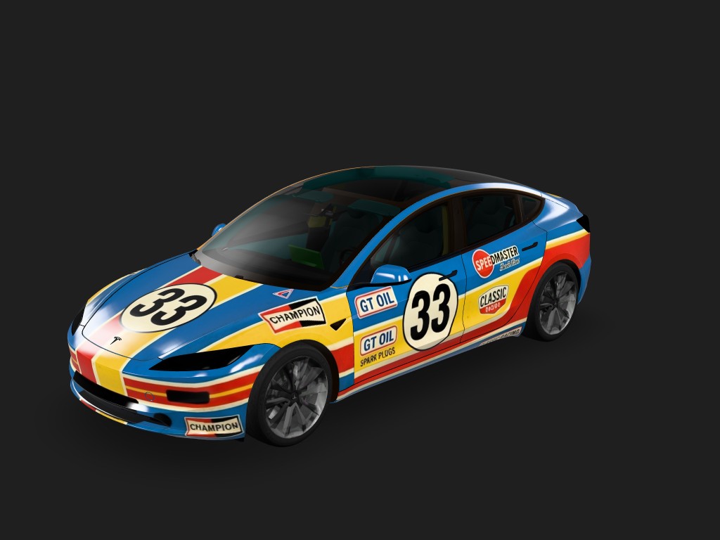 经典竞速 Tesla Model 3 焕新版 wrap - 复古赛车涂装...