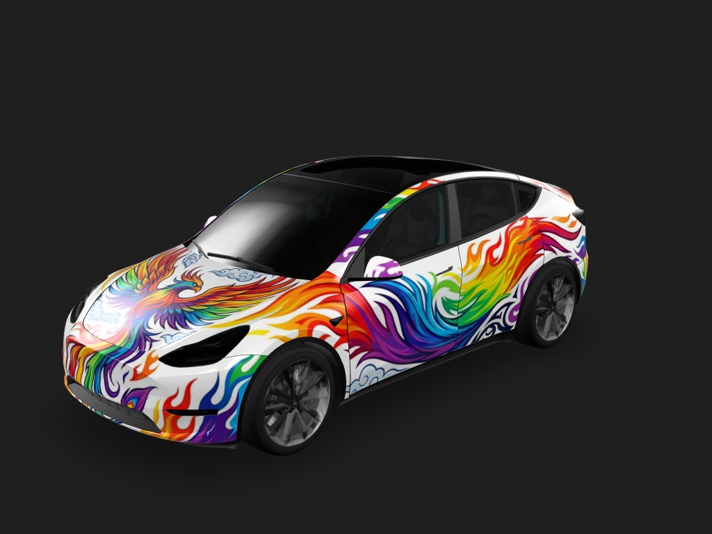 彩虹凤凰主题 Tesla Model Y wrap - 彩虹凤凰主题...